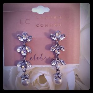 Lauren Conrad Crystal and Pearl Earrings